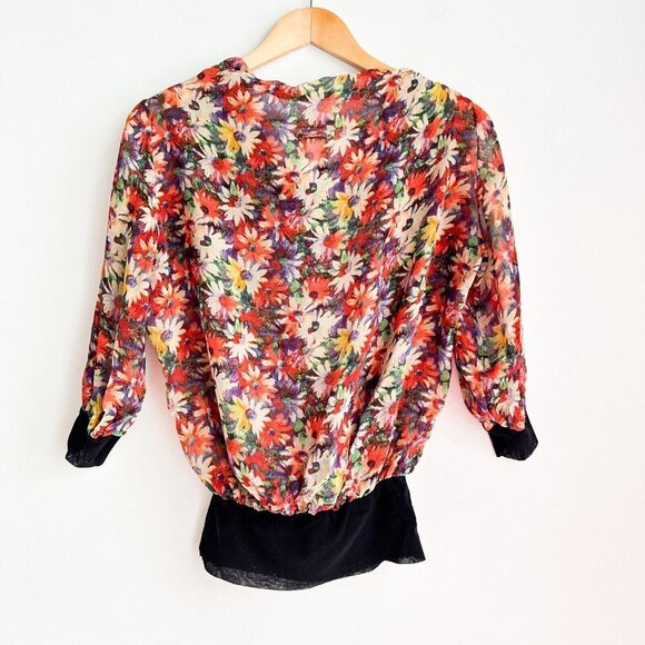 Vintage Jean Paul Gaultier Soleil Sheer Floral Top S - Picture 4 of 8